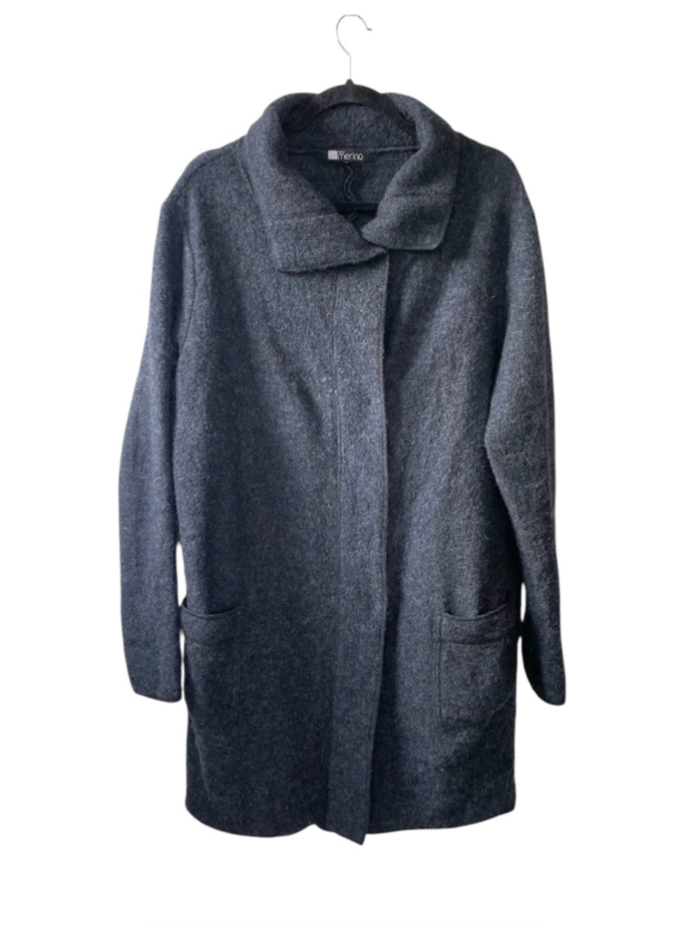 Purely Merino 100% Pure New Wool Jacket Charcoal Gray Coat Size XL